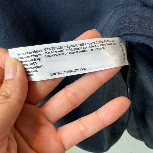 Eileen Fisher Tencel Organic Cotton Navy‎ Mock Neck Fleece Lined Top PL NWT - Picture 2 of 5